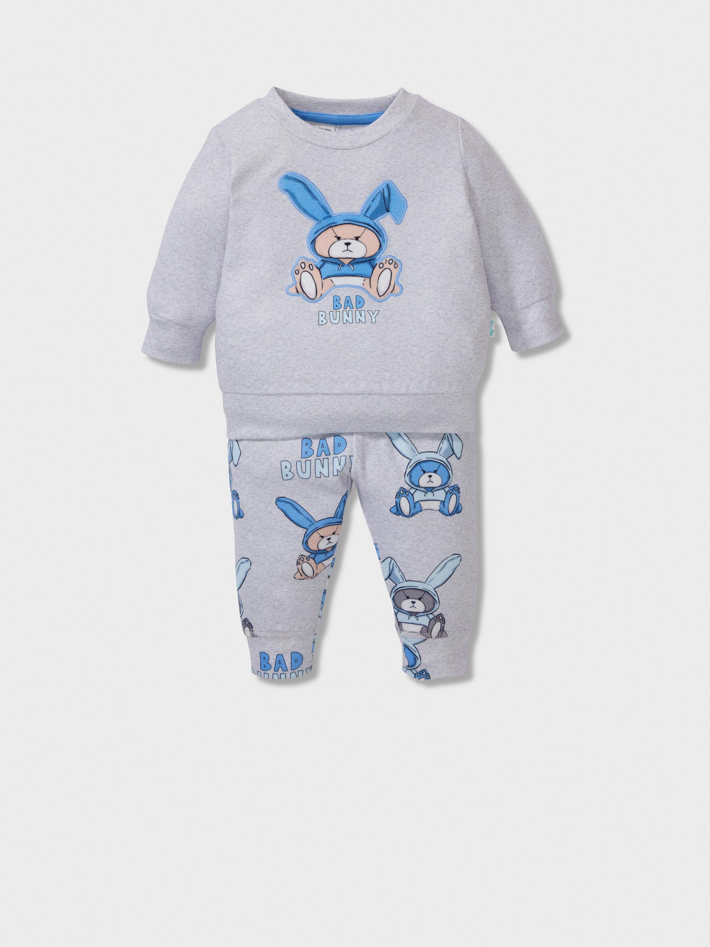 Baby Boy Bad Bunny Plush Long Pj Set