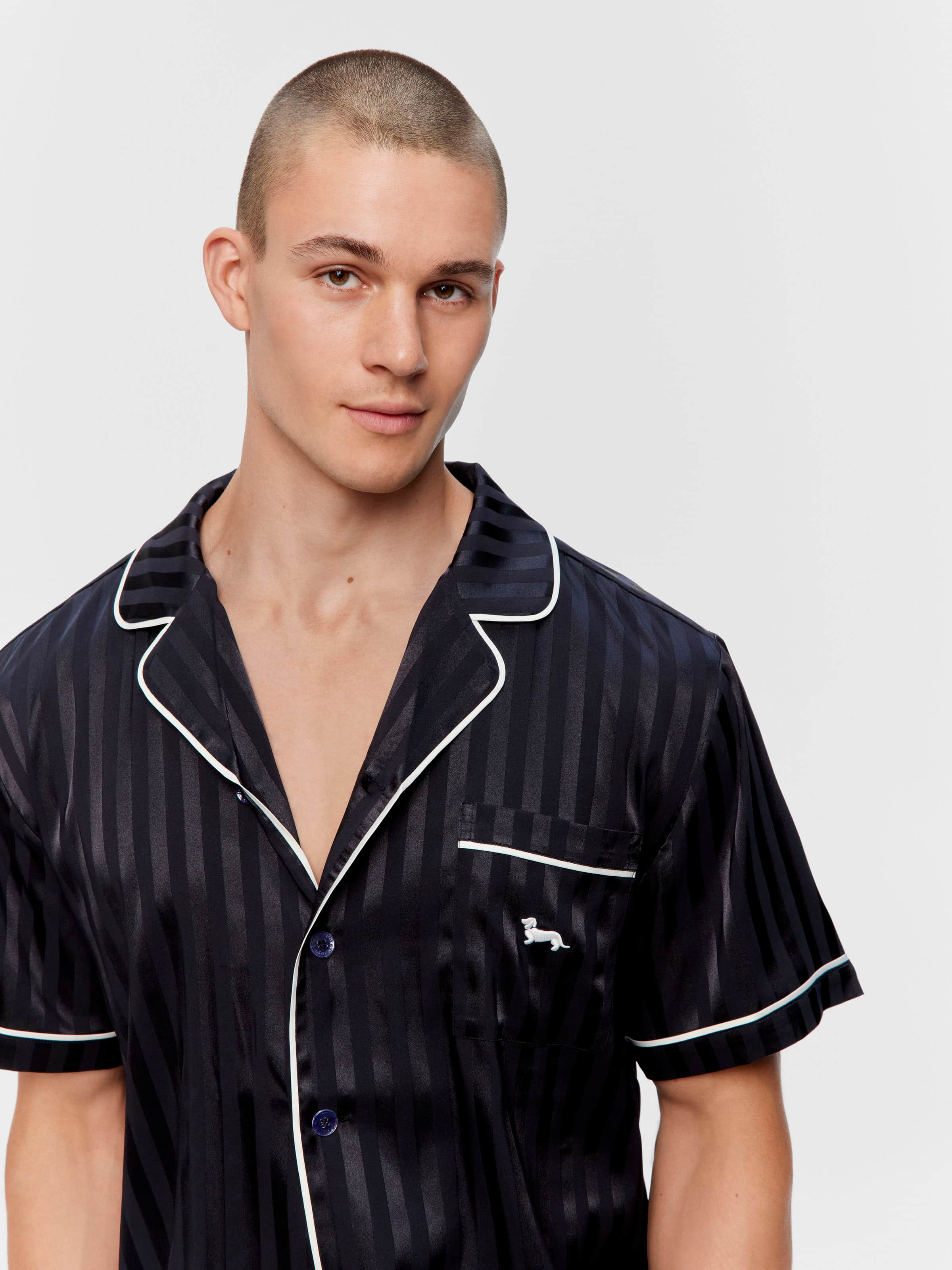 Black Stripe Satin Pj Set