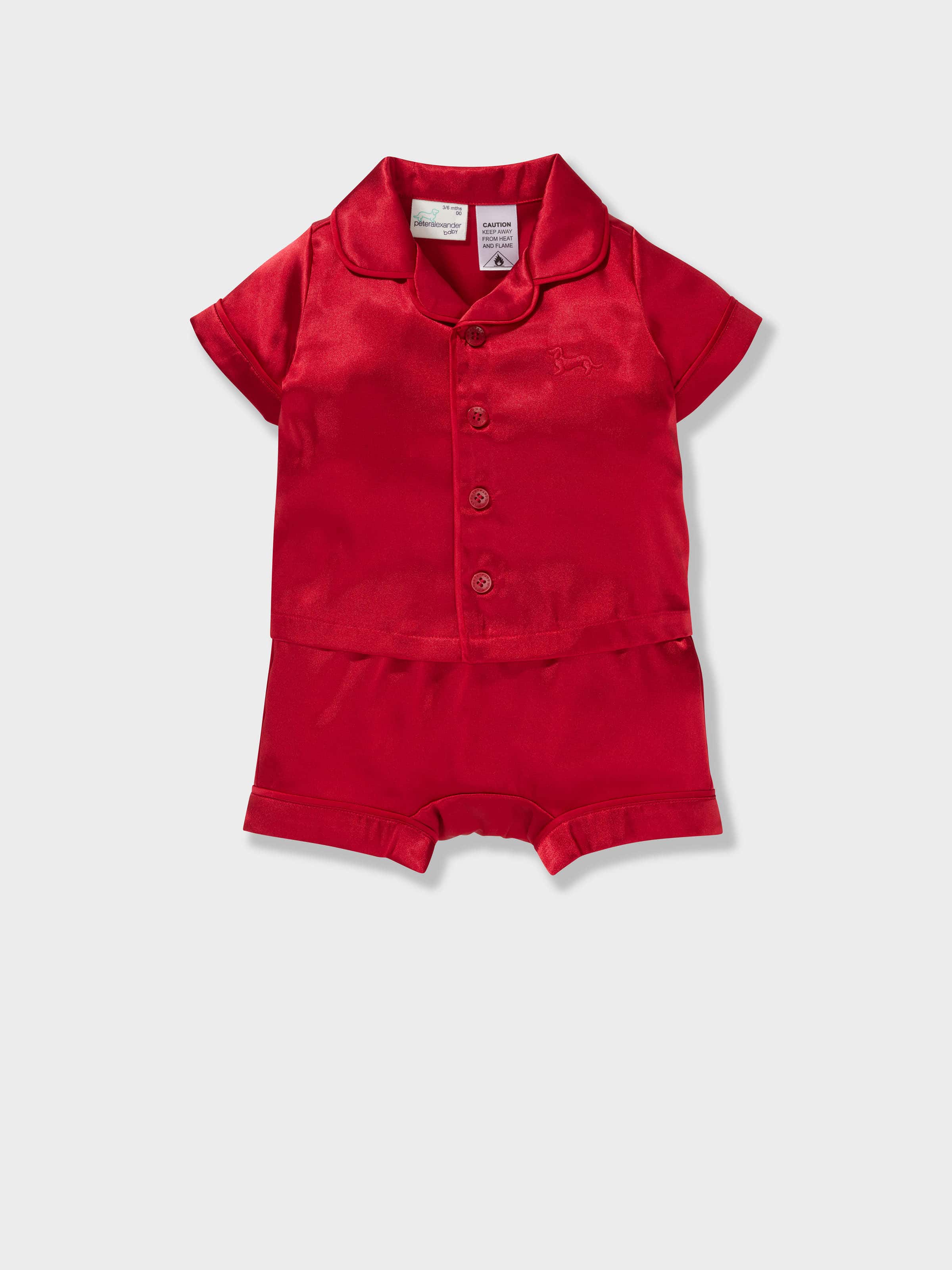 Baby Red Chic Satin Boxed Shortie Pj Set