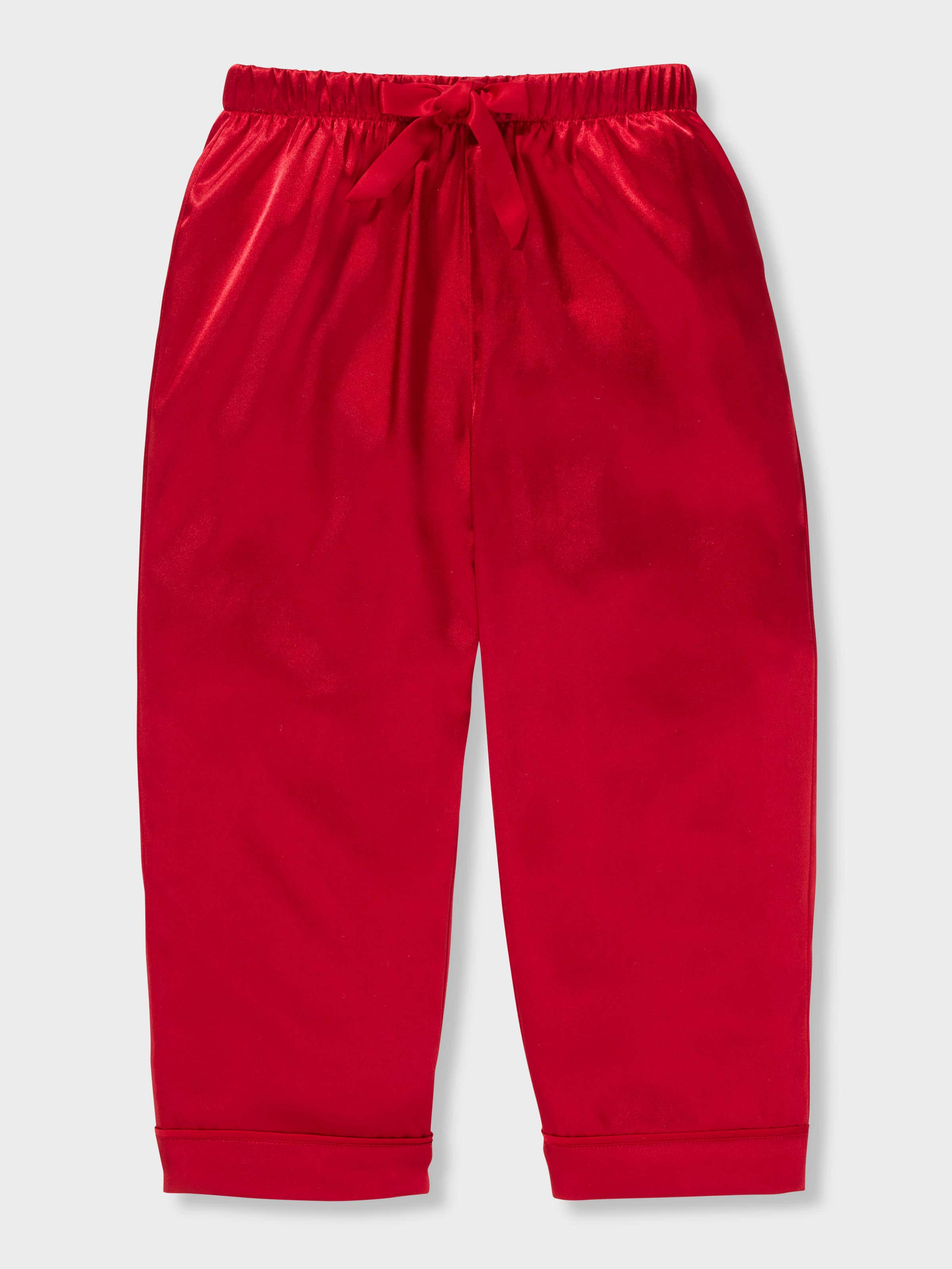 Jnr Kids Red Chic Satin Boxed Long Classic Pj Set