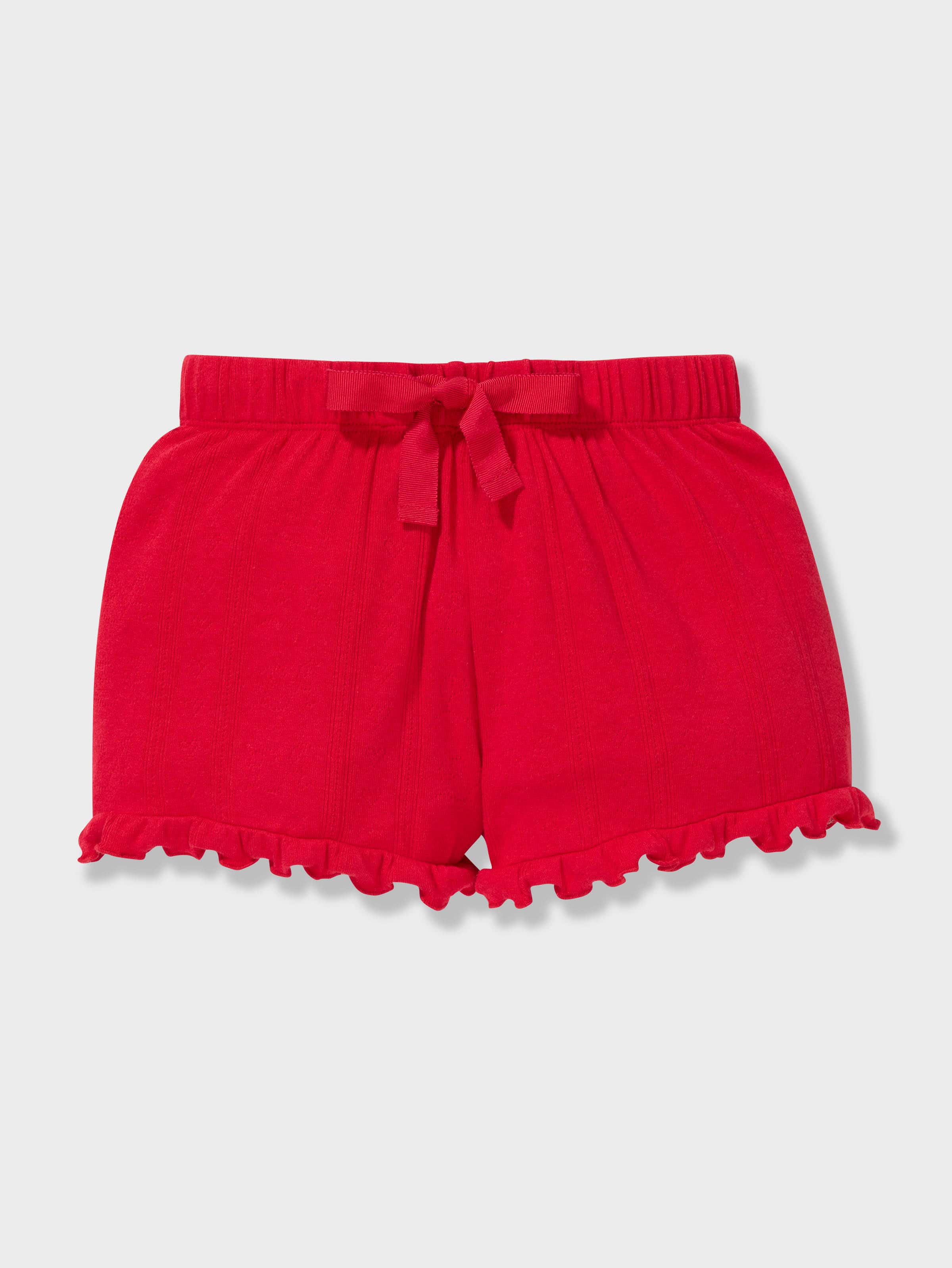 Girls Red Pointelle Short Pj Set