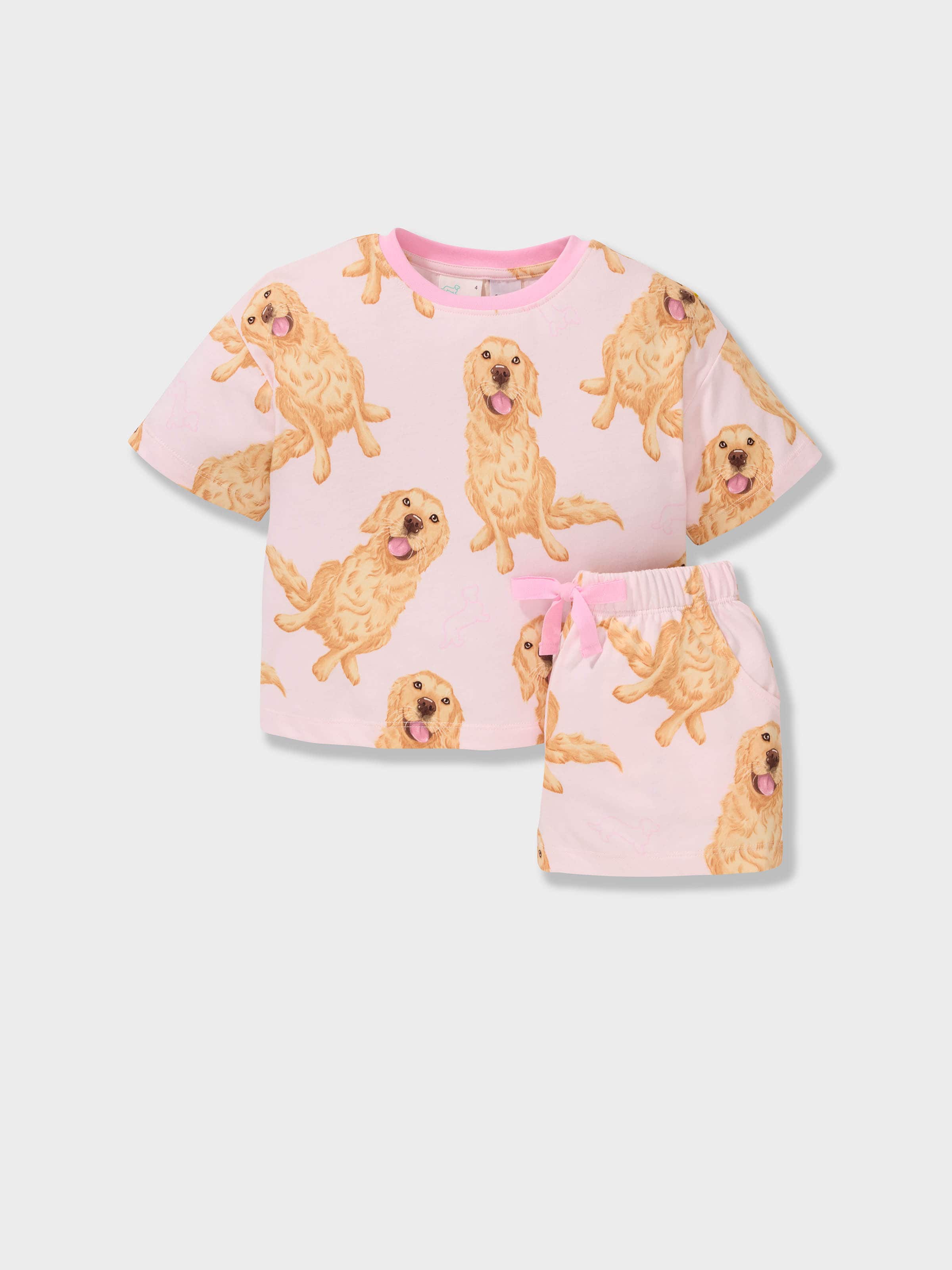 Jnr Girls Golden Retriever Short Pj Set