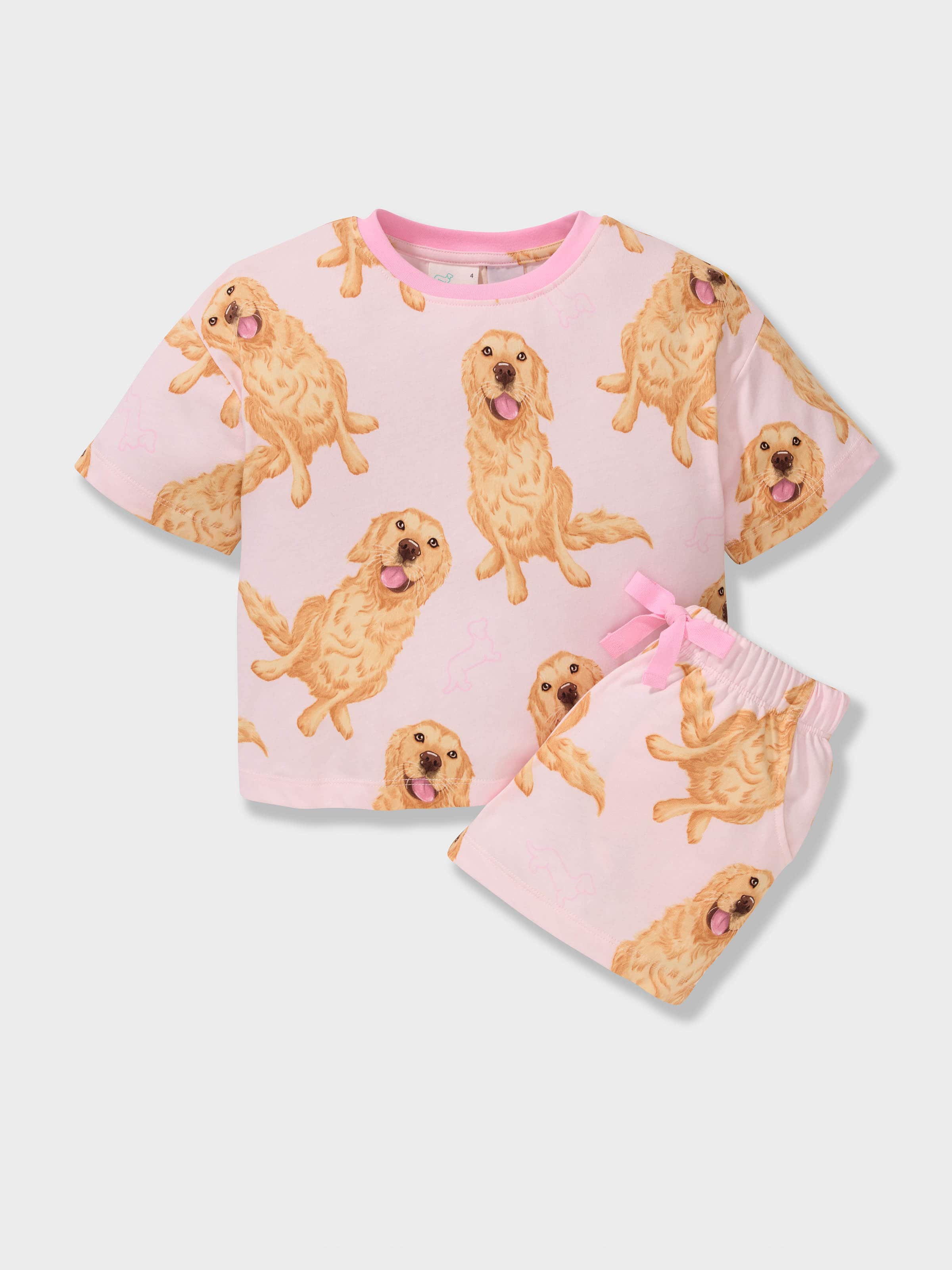 Girls Golden Retriever Short Pj Set