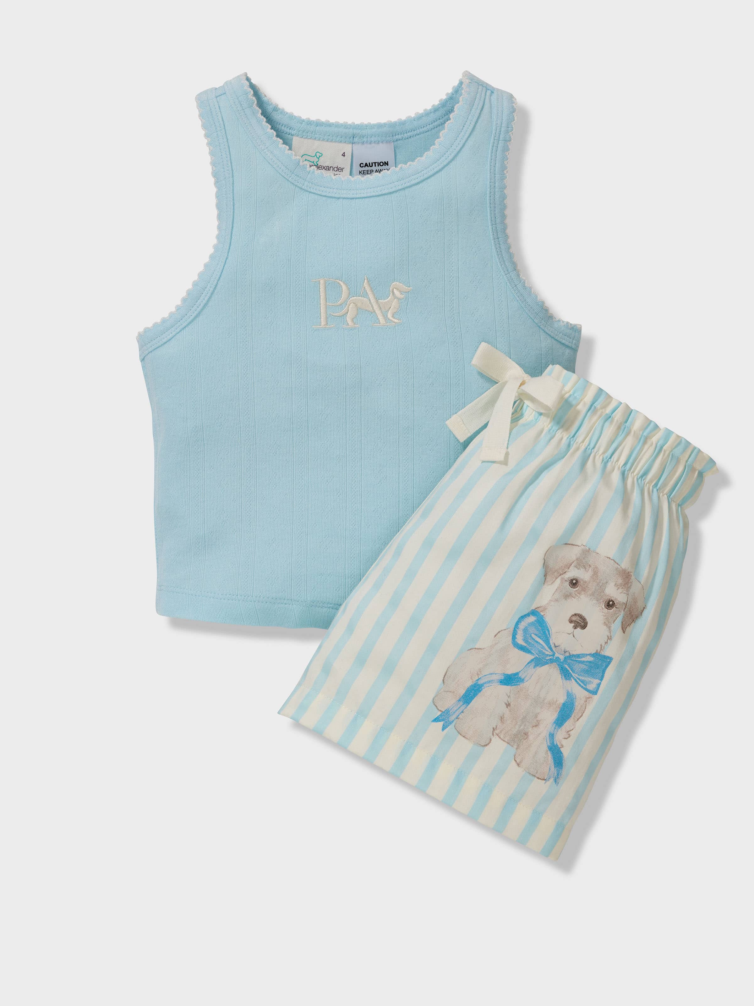 Girls Vintage Stripe Tank Short Pj Set