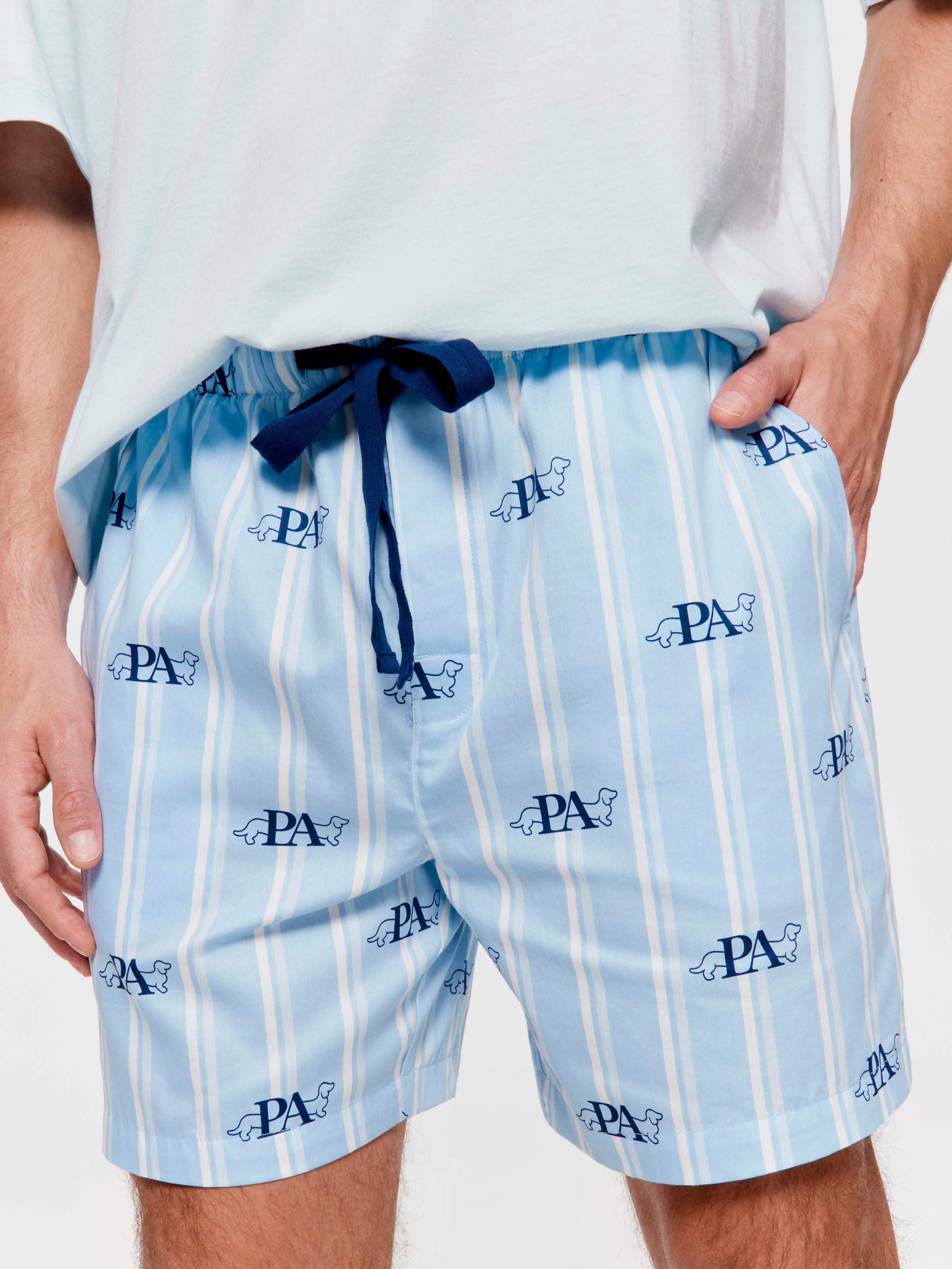 Penny Blue Stripe 100% Cotton Mid Short