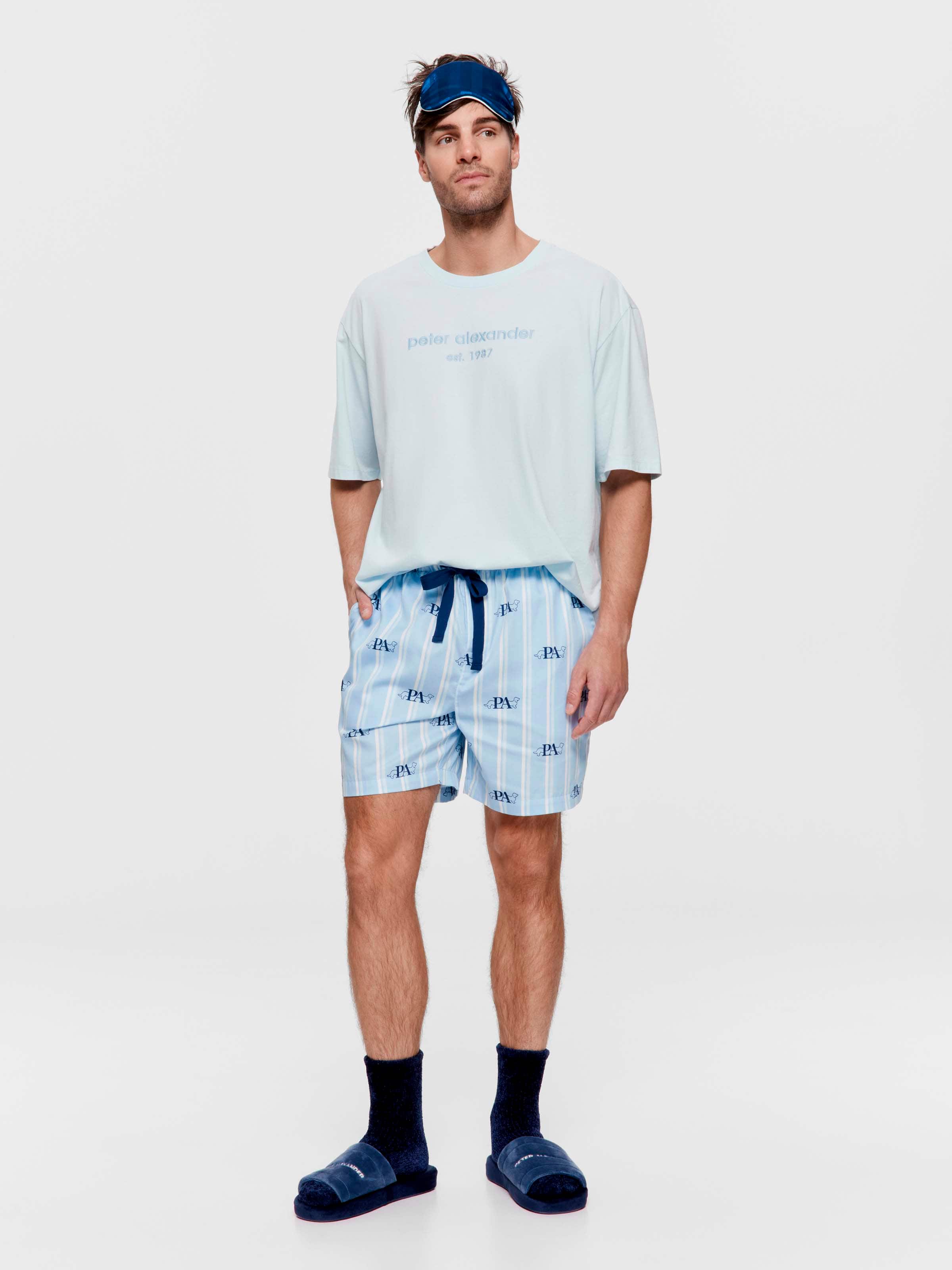 Penny Blue Stripe 100% Cotton Mid Short