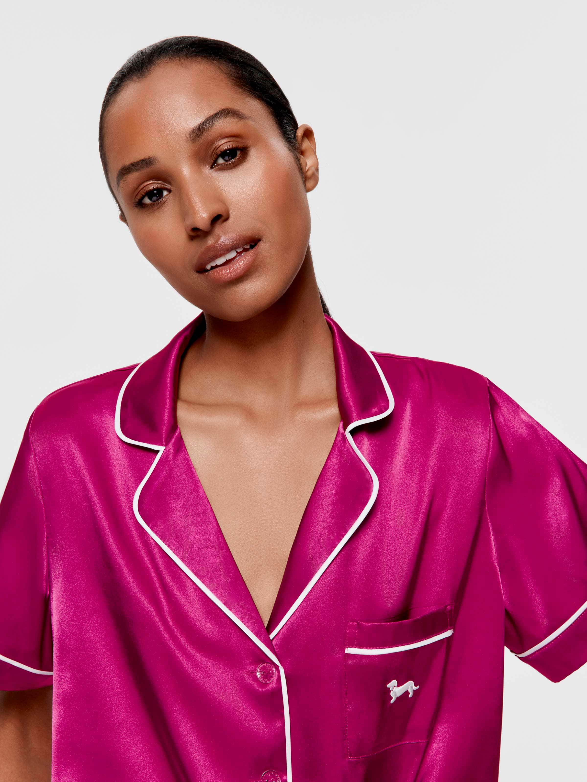 Wildberry Chic Satin Shortie Pj Set