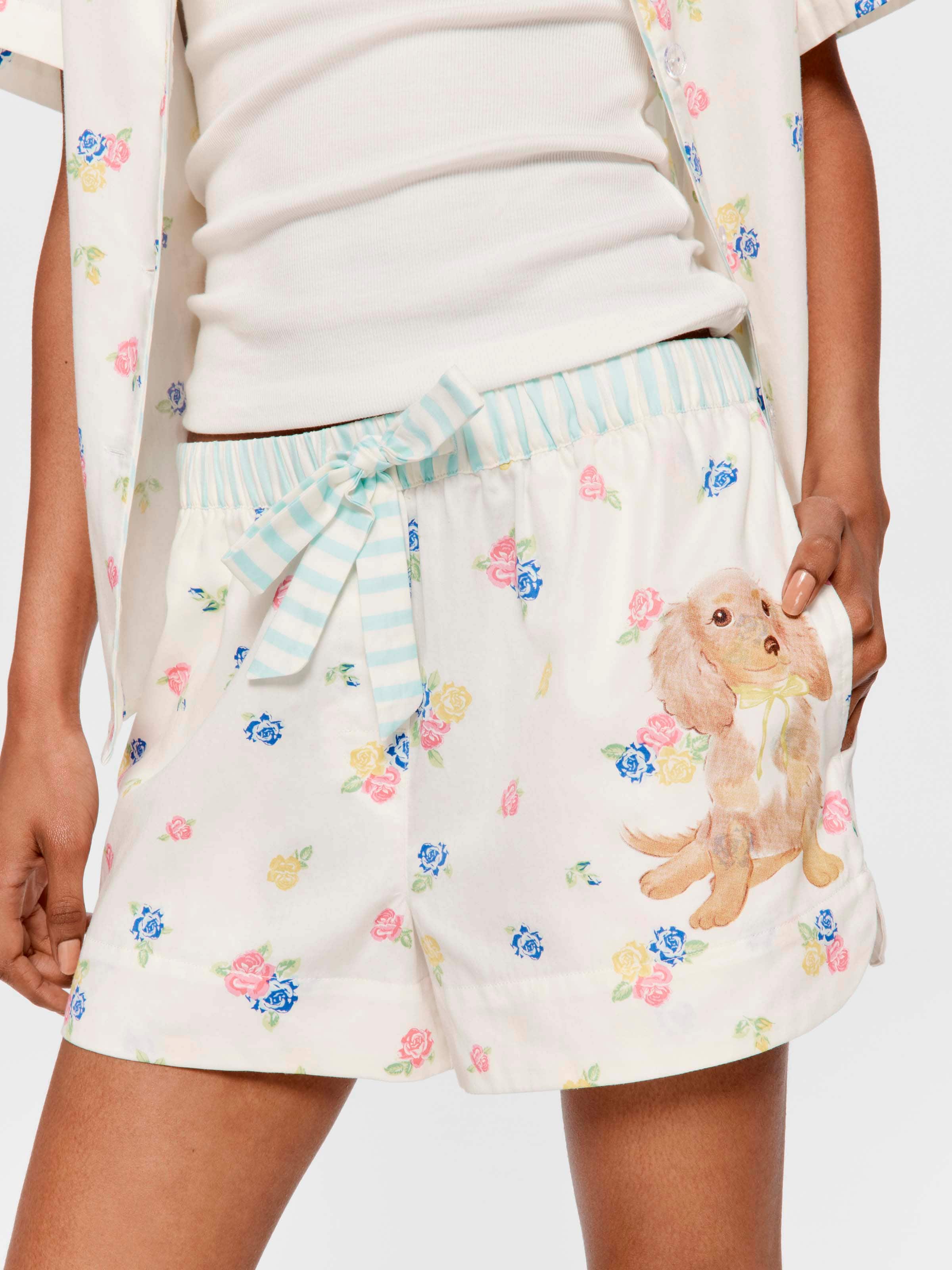 Vintage Floral Puppy 100% Cotton Boxer Short