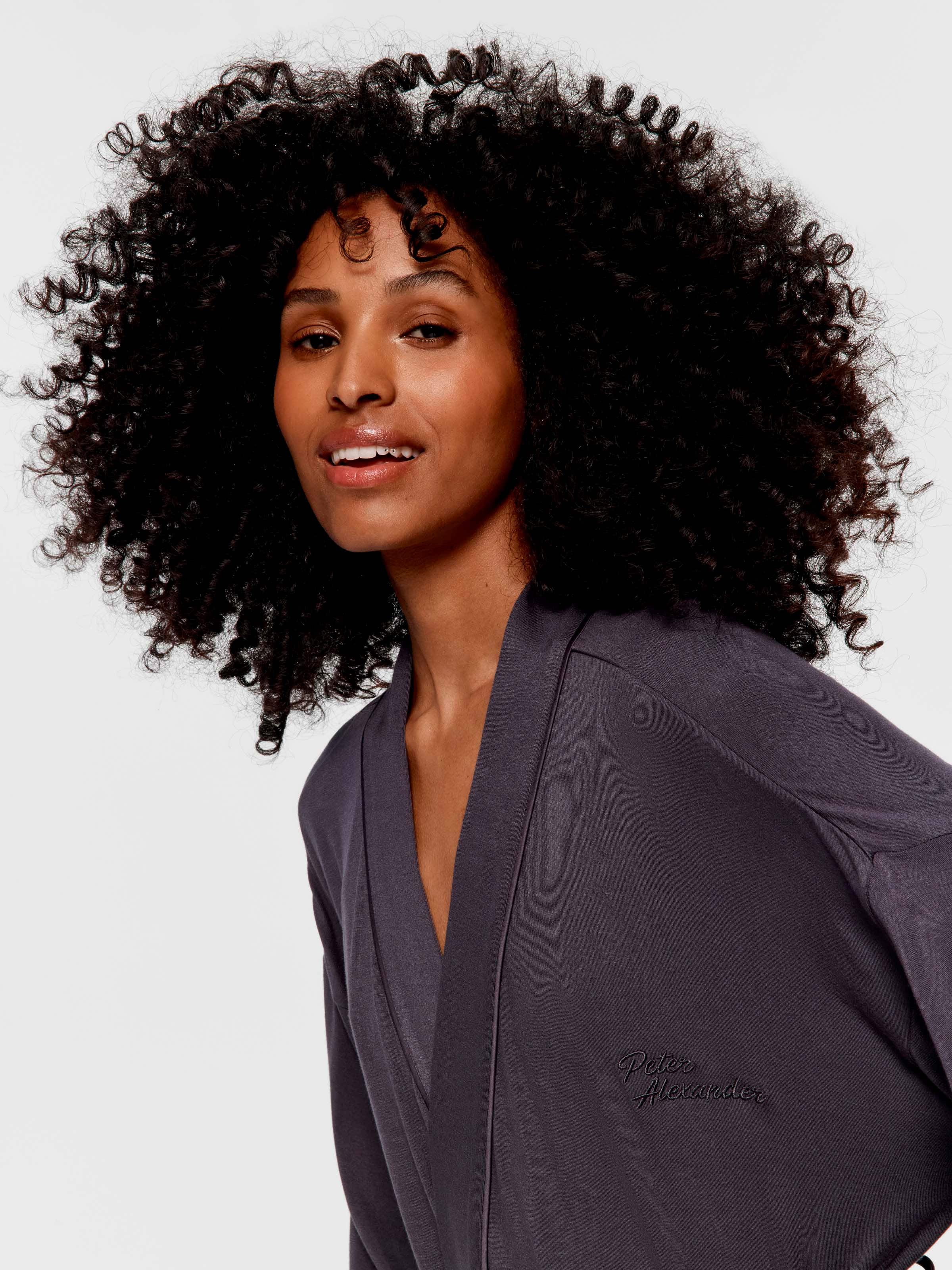 Charcoal Bamboo Jersey Kimono Gown