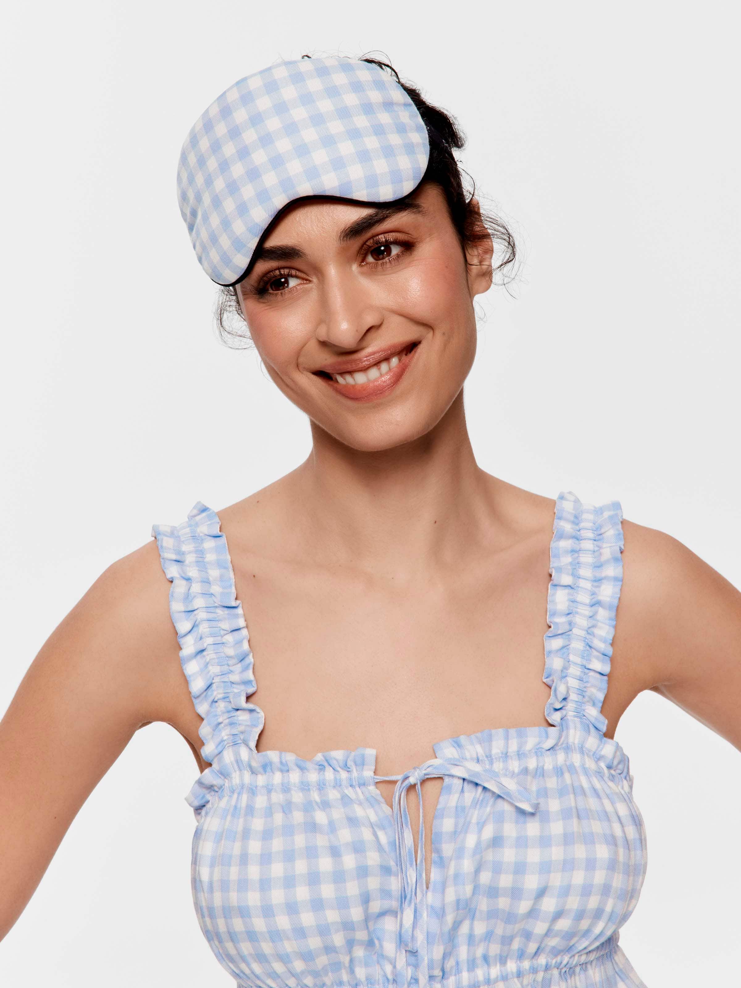 Blue Gingham Ruffle Cami Pj Set