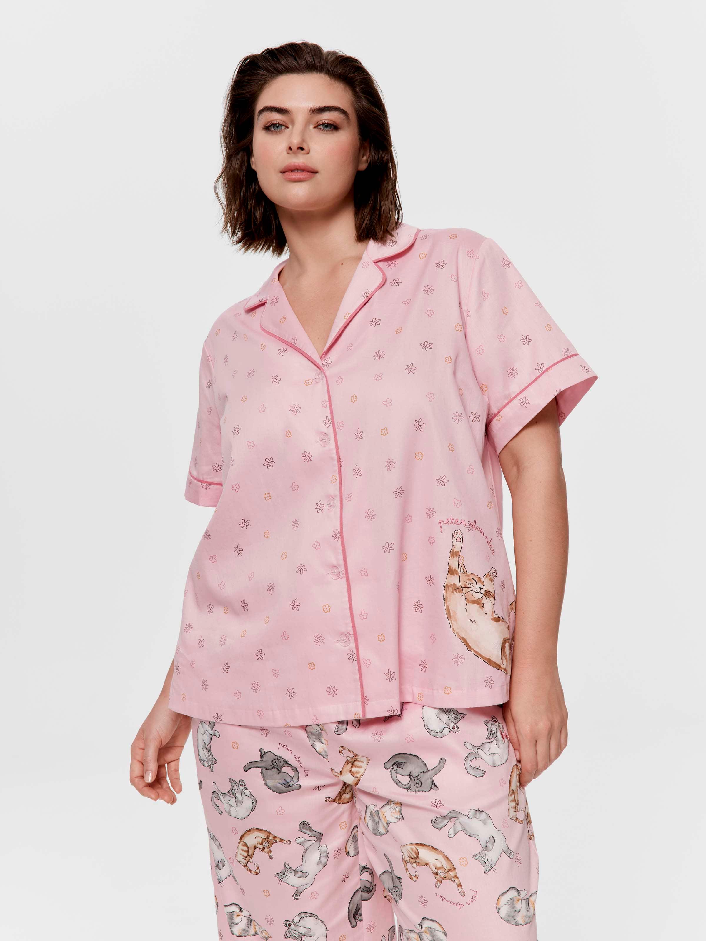 P.A. Plus Ditsy Cats 100% Cotton Short Sleeve Shirt